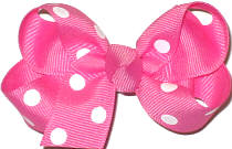 Small Hot Pink with White Dots Polka Dot Bow